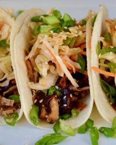 Korean BBQ Tacos with Quick Kimchi and Pulled Pork. Make Ahead Friendly!