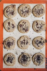 Baked cookies fresh from the oven.