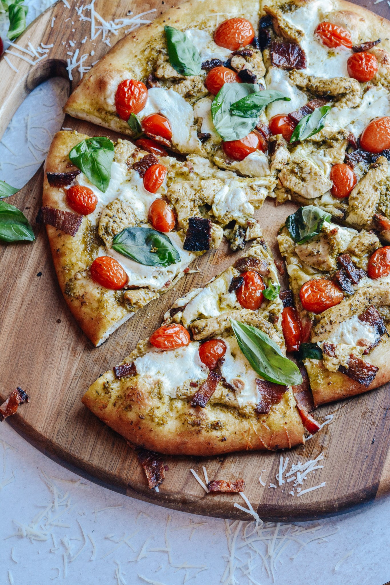 Pesto Chicken Pizza with No Rise Time Pizza Dough | The Oven Light